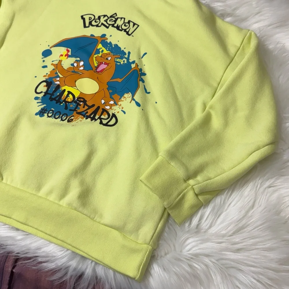 Pokemon Charizard Neon Yellow Graphic Hoodie - Boys Size 8-9 Yrs
